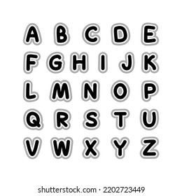 English alphabet. Capital letters. Black and white letters of the English alphabet. Cards for learning. Vector illustration isolated on white background