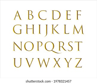 English Alphabet Capital Letters Set in Trajan Color Font Flat Vector