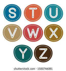English alphabet. Card from a set for children's development and education. Vector illustration. Part 3.