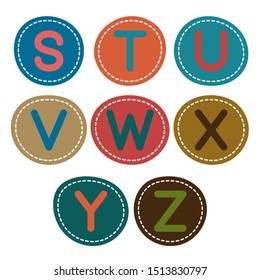 English alphabet. Card from a set for children's development and education. Vector illustration. Part 3.