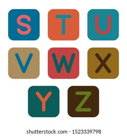 English alphabet. Card from a set for children's development and education. Vector illustration. Part 3.