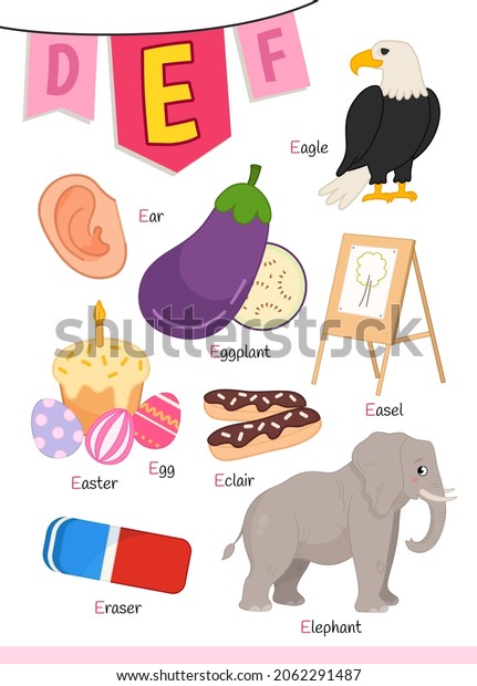 English alphabet with cartoon cute children illustrations. Kids