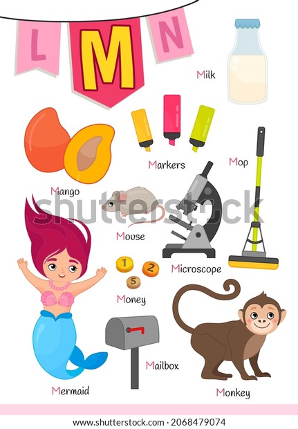 English Alphabet Cartoon Cute Children Illustrations Stock Vector ...