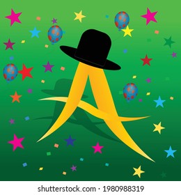 English Alphabet with colorful background vector template 