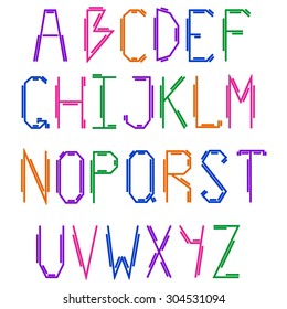 The English alphabet. Colorful bright design. Uppercase letters. Creative style. Isolated on white background.