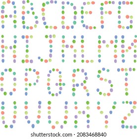 English alphabet of colorful pastel circles