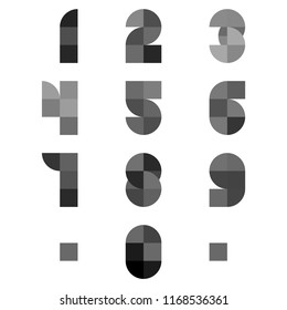 English alphabet colorful set in geometrical flat style and colors on a white bacground. Vector design template elements for application, typographyc poster, titles, business or company Black white