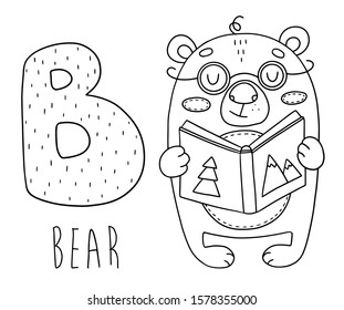 English Alphabet Coloring Animal Bear B