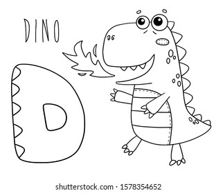 English Alphabet Coloring Animal Dino D