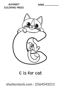 English alphabet coloring page C is for cat