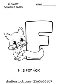  English alphabet coloring page F is for fox