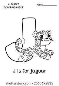 English alphabet coloring page J is for jaguar