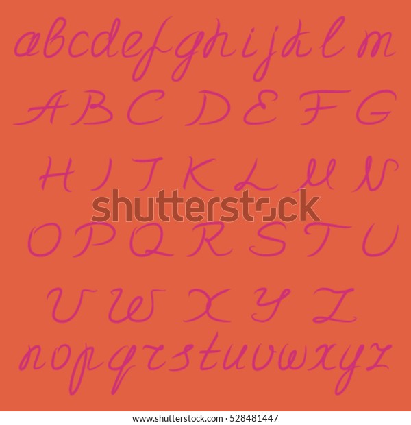 English Alphabet Cursive Drawn Paintbrush Vector 库存矢量图(免版税)528481447 ...