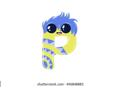 English Alphabet Cute Cartoon Expression Letter Stock Vector (Royalty ...