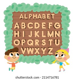 English alphabet and cute kids