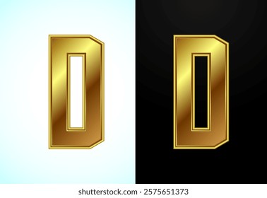 English alphabet D in gold color style. Graphic alphabet symbol for corporate business identity