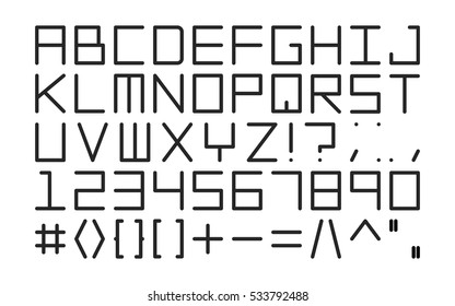 English alphabet in digital font.