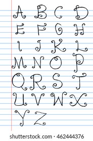  English alphabet with doodle style.