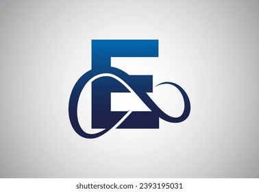 English alphabet E with infinity sign. Infinity, eternity, infinite, endless, loop symbols.