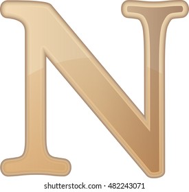 English alphabet, education, beige the letter N vector