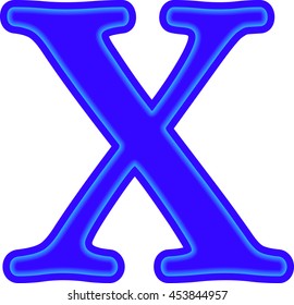 English alphabet, education, blue the letter X vector