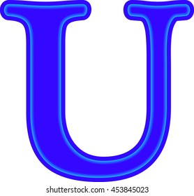 English alphabet, education, blue the letter U vector