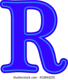 English alphabet, education, blue the letter R vector