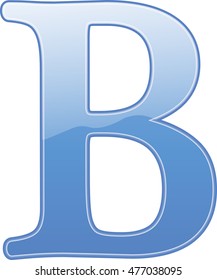 English alphabet, education, blue the letter B, letters and water on white background, vector
