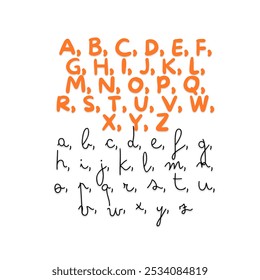 Alfabeto inglés Diseño de Vector educativo en fondo blanco
