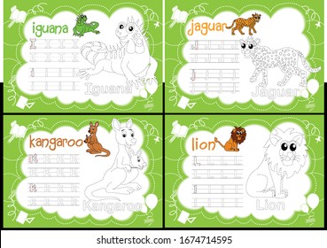English alphabet exercises exercises for preschoolers Kindergarten children are animals, supporting the I-L shaped ants, for children to draw a line under the patch and coloring, educational purposes
