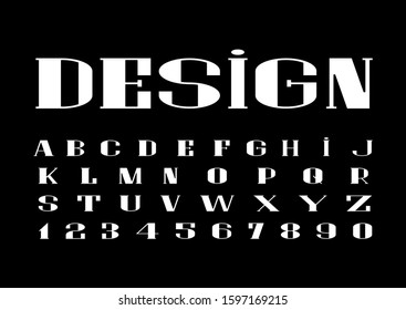 English alphabet extended font design on black background