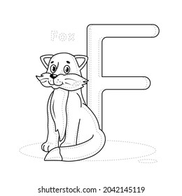 English Alphabet . F. fox. Animal alphabet. Coloring alphabet