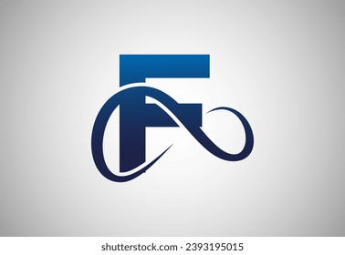 English alphabet F with infinity sign. Infinity, eternity, infinite, endless, loop symbols.
