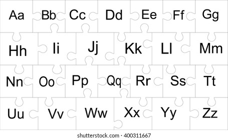 English alphabet in the form of a puzzle. Vector.