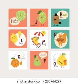 english alphabet with fruits and vegetables
