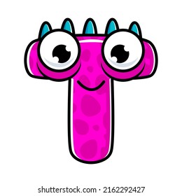 English alphabet with funny monsters, faces and eyes. Set of Monster cut aphabet with English letter. Colorful cartoon children Education and development of children detailed colorful Illustrations