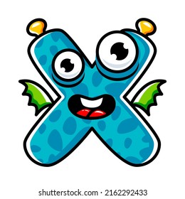 English alphabet with funny monsters, faces and eyes. Set of Monster cut aphabet with English letter. Colorful cartoon children Education and development of children detailed colorful Illustrations