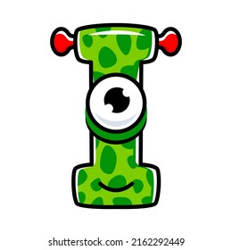 English alphabet with funny monsters, faces and eyes. Set of Monster cut aphabet with English letter. Colorful cartoon children Education and development of children detailed colorful Illustrations