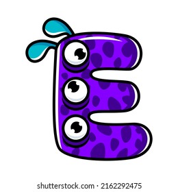 English alphabet with funny monsters, faces and eyes. Set of Monster cut aphabet with English letter. Colorful cartoon children Education and development of children detailed colorful Illustrations