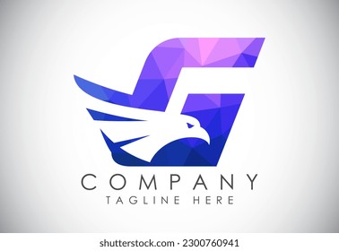 English alphabet G with Eagle head negative space symbol. Creative Eagle head vector design template
