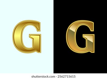 English alphabet G in gold color style. Graphic alphabet symbol for corporate business identity