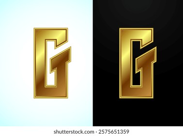 English alphabet G in gold color style. Graphic alphabet symbol for corporate business identity