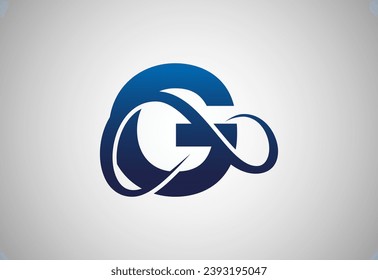 English alphabet G with infinity sign. Infinity, eternity, infinite, endless, loop symbols.