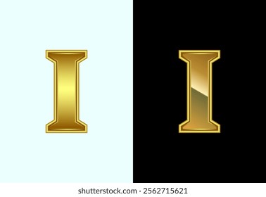 English alphabet I in gold color style. Graphic alphabet symbol for corporate business identity