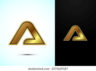 English alphabet A in gold color style. Graphic alphabet symbol for corporate business identity