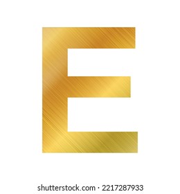 English alphabet, gold texture letter E on white background - Vector illustration