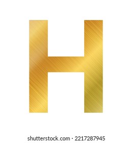 English alphabet, gold texture letter H on white background - Vector illustration