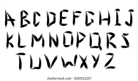 English alphabet in grunge style. Vector graphics.