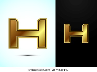 English alphabet H in gold color style. Graphic alphabet symbol for corporate business identity