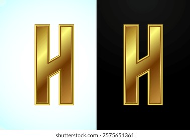 English alphabet H in gold color style. Graphic alphabet symbol for corporate business identity